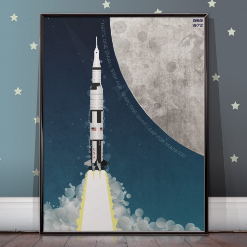 Apollo Program Saturn V Moon Mission Poster
