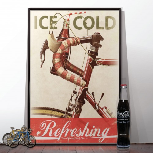 Coke Advert Bicycle Retro Poster