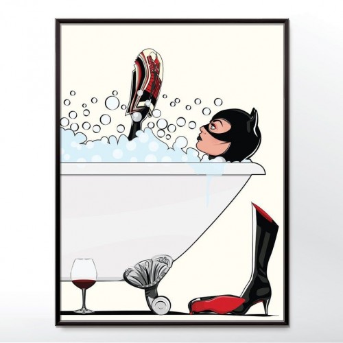 Catwoman In The Bath Poster