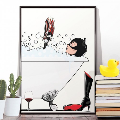Catwoman In The Bath Poster