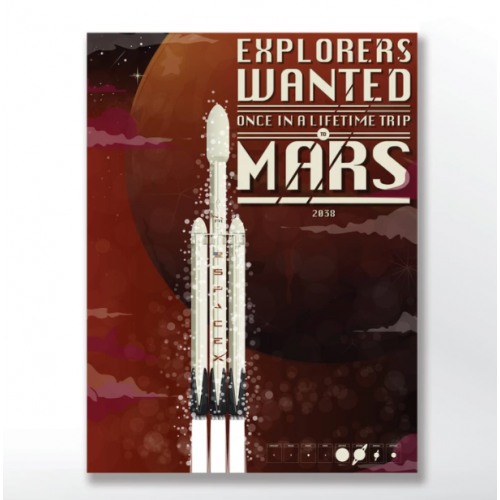 SpaceX Mars Rocket Poster