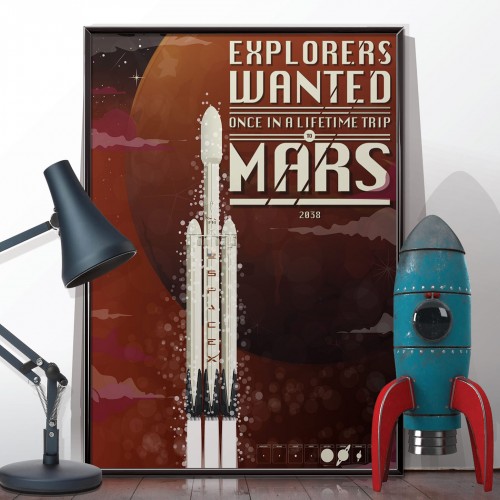 SpaceX Mars Rocket Poster