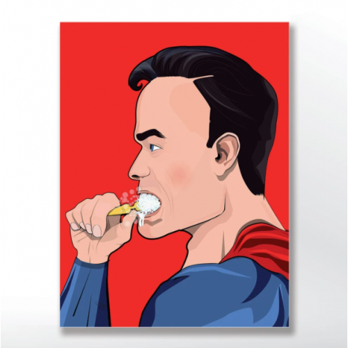 Superman Brushing Teeth Poster