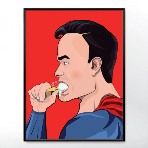Superman Brushing Teeth Poster