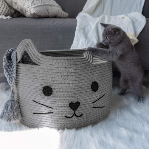 Cat Grey Nursery Basket