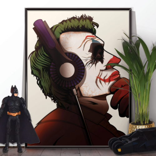 Joker Headphones Music Poster