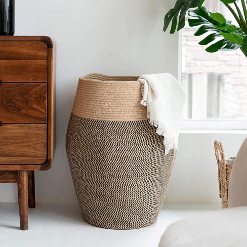 Black Jute Tall Basket