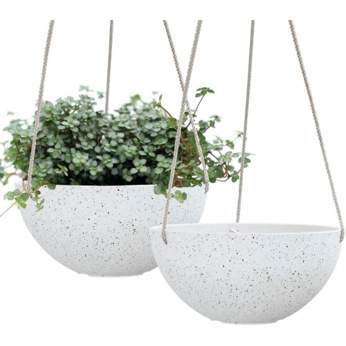 Speckled White Hanging Planters