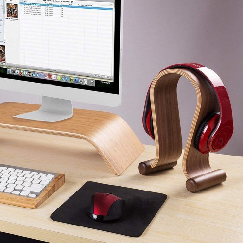 Wooden Headset Holder Headphone Stand