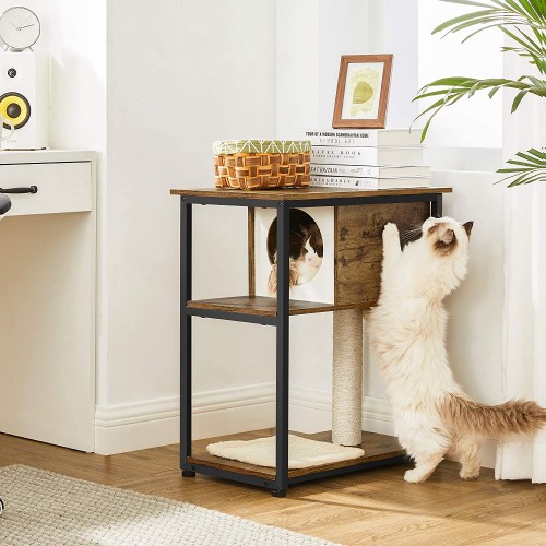 Cat Tree Wooden Rustic Brown